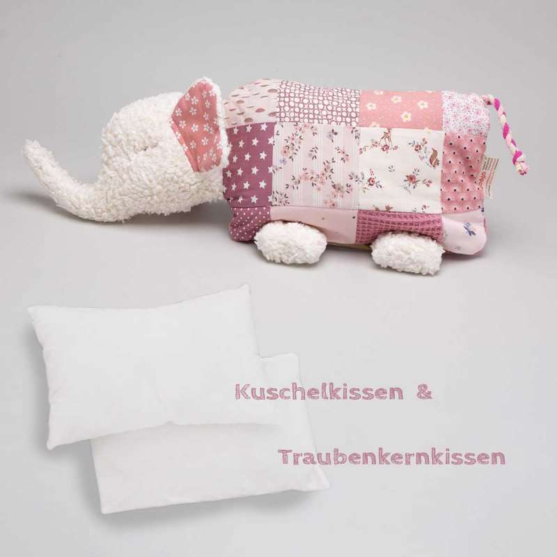 Multifunktionskuscheltier - inkl. Kuschel- & Traubenkernkissen - Eli in altrosa
