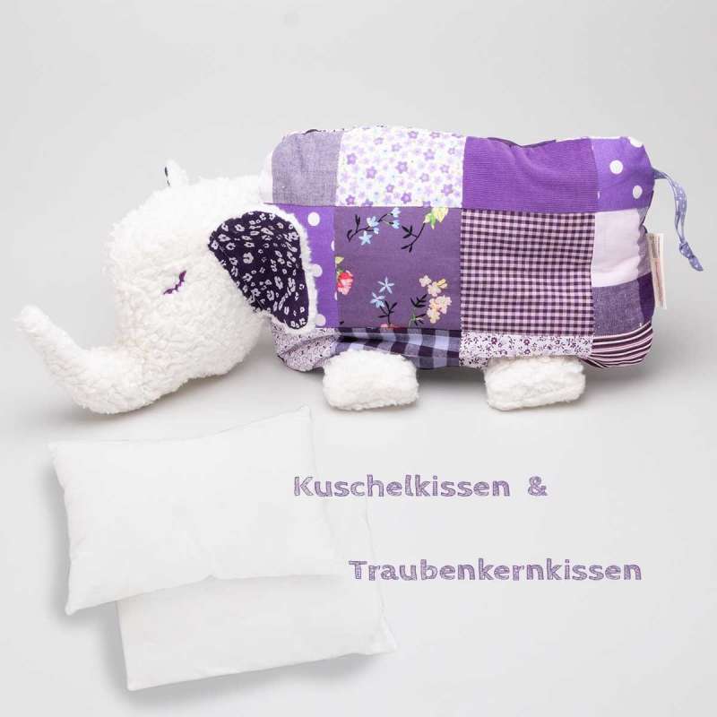 Multifunktionskuscheltier - inkl. Kuschel- & Traubenkernkissen - Eli in lila