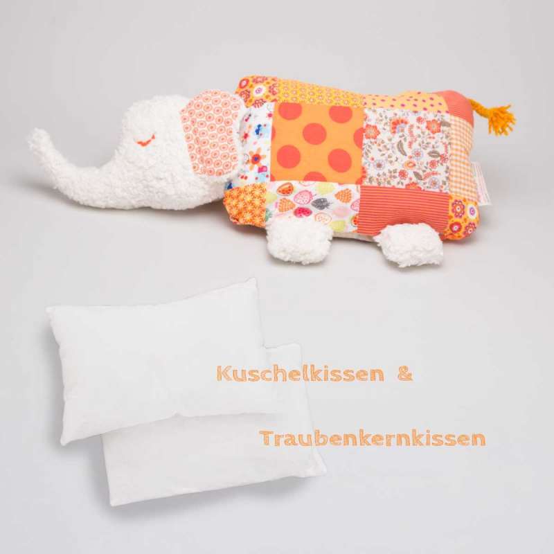 Multifunktionskuscheltier - inkl. Kuschel- & Traubenkernkissen - Eli in orange