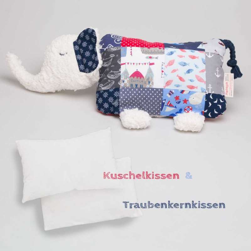 Multifunktionskuscheltier - inkl. Kuschel- & Traubenkernkissen - Eli in maritim