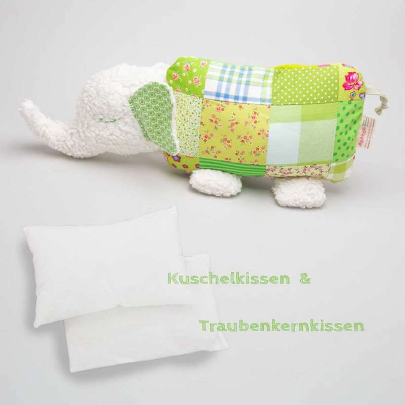 Multifunktionskuscheltier - inkl. Kuschel- & Traubenkernkissen - Eli in grün