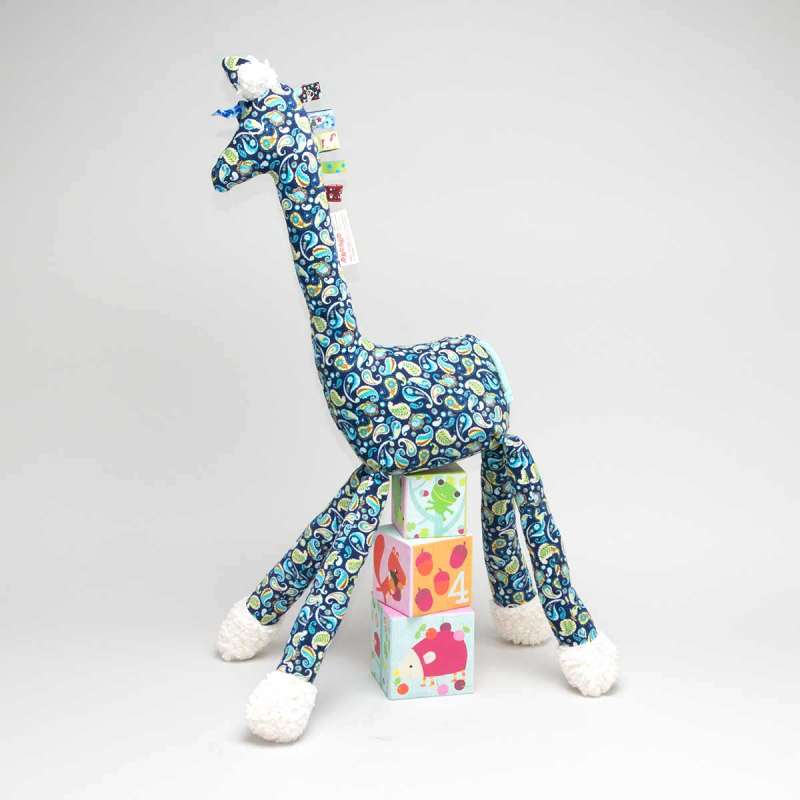 Gisela die Giraffe - Paisley dunkelblau türkis