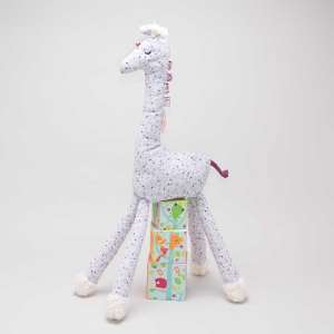 Gisela die Giraffe - Sternchen mit rosa auf grau